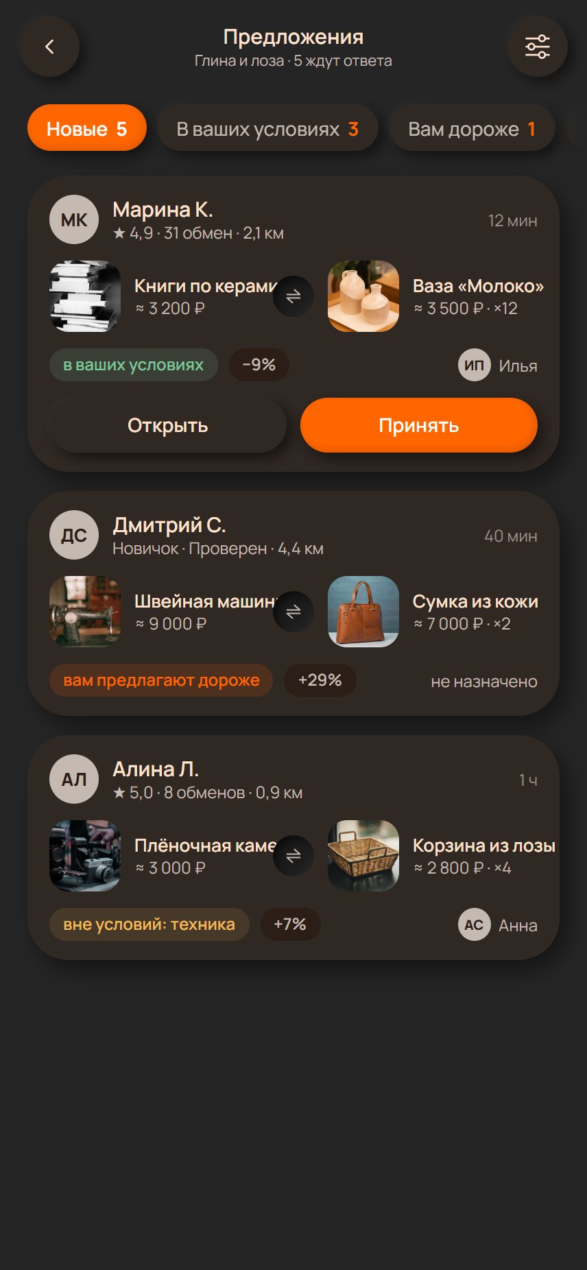 Предложения витрине: «В ваших условиях» и «Вам дороже»