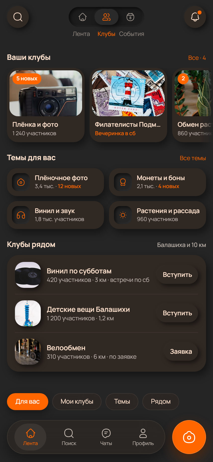 Клубы по интересам